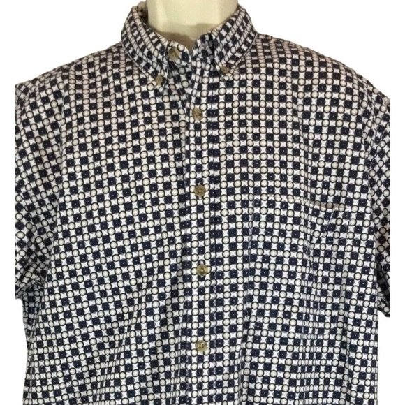 Vintage Links Large Dress Shirt Navy Blue Tan L Plaid Check Button Down Oxford M - Picture 6 of 11